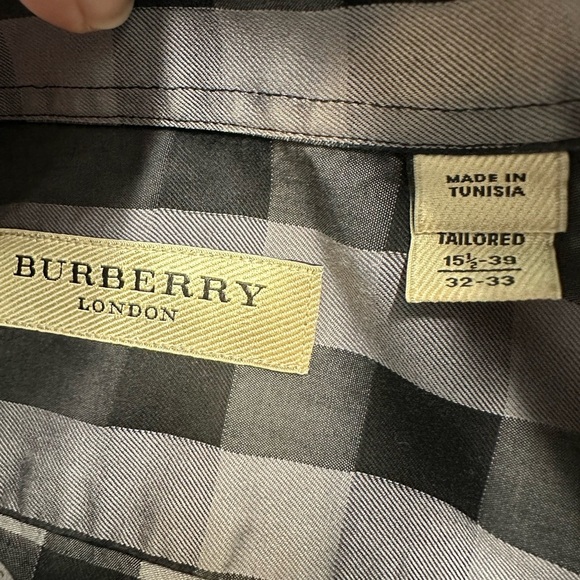 Burberry London Treyforth Charcoal Gray Check Button-Down Shirt Tailored Fit - Picture 11 of 17